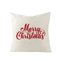 Creamy white Merry Christmas pillow cover made of textured polyester fabric - Merry Christmas Red Art Letter (JYM072-1) / 45*45cm (Insert Not Included)