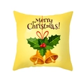 Yellow Christmas peach skin pillow cover with golden bells and Merry Christmas print - 45x45CM (No Core) / Golden Bells Pattern (TPR229-7)