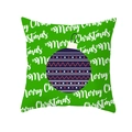 Green Christmas pillow case with Merry Christmas pattern and blue ornament print - Green Full Greeting Blue Ball (TPR232-37) / 45x45cm