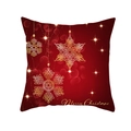 Red Christmas peach skin pillowcase with gold snowflake pattern and Merry Christmas text - Dark Red Gold Snowflakes Flare (TPR222-23) / 45*45cm (Insert Not Included)