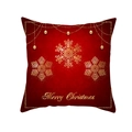 Red Christmas peach skin pillow cover with golden snowflakes and Merry Christmas text - Gold Hanging Snowflake Ball (TPR222-24) / 45*45cm (Insert Not Included)