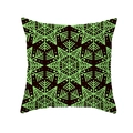 Christmas square pillowcase with green neon snowflake pattern on black peach skin fabric - Black Neon Green Geometric Snowflake (TPR232-39) / 45x45cm