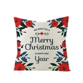 Red floral Christmas pillowcase with Merry Christmas text in minimalist style - Four Corners Red Flowers Greeting (JYM072-5) / 45*45cm (Insert Not Included)