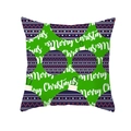 Green peach skin pillowcase with blue Christmas ornaments and Merry Christmas text - Green Blue Ball Greeting Design (TPR232-40) / 45x45cm