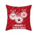 Red plaid Christmas peach skin pillowcase with white holiday ornament balls and merry text - Red and Black Plaid Christmas Ball (TPR222-26) / 45*45cm (Insert Not Included)