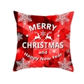 Red Christmas peach skin pillowcase with reindeer and snowflakes pattern - Red Geometric Snowflakes and Two Reindeers (TPR222-27) / 45*45cm (Insert Not Included)
