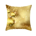 Golden Christmas pillowcase with peach skin fabric featuring hanging glitter balls - 45x45CM (No Core) / Triple Gold Baubles (TPR229-13)