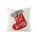 Cream linen Christmas pillowcase with red holiday stocking and I Believe in Santa text - Red Christmas Sock With Text (JYM072-7) / 45*45cm (Insert Not Included)
