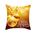 Golden Merry Christmas peach skin throw pillow cover with festive snowflake pattern - 45x45CM (No Core) / Ribbon Bauble Text (TPR229-14)