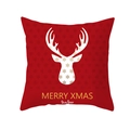 Red Christmas peach skin pillowcase with white reindeer silhouette and Merry Xmas print - Gold Snowflake Reindeer Head Silhouette (TPR222-29) / 45*45cm (Insert Not Included)