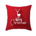 Red Christmas peach skin pillow cover with white reindeer silhouette and Merry Christmas text - Fine White Christmas Reindeer Totem (TPR222-31) / 45*45cm (Insert Not Included)