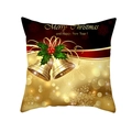 Golden Christmas pillowcase featuring bells and Merry Christmas festive print - 45x45CM (No Core) / Golden Bell Berries (TPR229-18)
