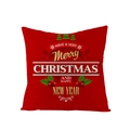 Red Christmas pillow cover with gold Merry Christmas and Happy New Year text design - Red Background Gold Greeting (JYM072-12) / 45*45cm (Insert Not Included)