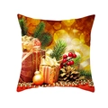 Housse de coussin de Noël carrée avec cadeaux rouges festifs et ornements dorés - Cadeau Rouge Or Pin (TPR223-3)