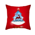 Red peach skin Christmas pillowcase featuring a festive tree and reindeer silhouette - Vintage Pattern Gold Edge Christmas Tree (TPR222-33) / 45*45cm (Insert Not Included)