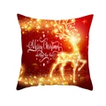 Housse de coussin de Noël rouge avec motif élan doré et texte Merry Christmas - 45x45cm (Sans Insert) / Renne Point Or (TPR223-5)