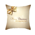 Golden Christmas peach skin pillowcase featuring festive bow and holiday greetings - 45x45CM (No Core) / Gold Bow Starfield (TPR229-21)