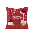 Square red Christmas pillowcase with festive holiday prints and merry greeting text - Red Background Christmas Elements Collection (JYM072-15) / 45*45cm (Insert Not Included)