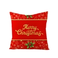 Red festive polyester pillowcase with golden Merry Christmas text and holiday graphics - Red Background Gold Merry Christmas Art Word (JYM072-16) / 45*45cm (Insert Not Included)