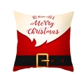 Square red peach skin Christmas pillowcase featuring Santa belt and holiday greeting - White Beard Santa Clothing Style (TPR222-37) / 45*45cm (Insert Not Included)
