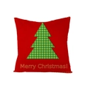 Red Christmas tree throw pillow cover with Merry Christmas embroidery and plaid tree - Red Background Green White Plaid Tree (JYM072-17) / 45*45cm (Insert Not Included)