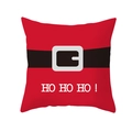 Square red peach skin pillow cover with Santa belt design and HO HO HO text - Black Belt hohoho (TPR222-38) / 45*45cm (Insert Not Included)