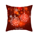 Housse de coussin de Noël rouge avec flocon de neige blanc et texte Merry Christmas - 45x45cm (Sans Insert) / Boule Flocon Blanche (TPR223-8)