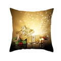 Golden Christmas pillowcase with festive gift box and pine branch print design - 45x45CM (No Core) / Gold Box Pine Berries (TPR229-24)