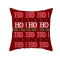 Red Christmas peach skin pillowcase featuring white and green HO HO HO text patterns - Allover hohoho Artistic Text (TPR222-39) / 45*45cm (Insert Not Included)
