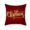 Housse de coussin de Noël rouge avec texte doré sur tissu peau de pêche soyeux - 45x45cm (Sans Insert) / Texte Dégradé Or (TPR223-9)
