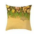 Golden Christmas pillowcase with festive ornaments print and glitter texture - 45x45CM (No Core) / Pine Branch Baubles (TPR229-26)