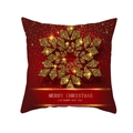 Housse de coussin de Noël rouge avec grand flocon doré pailleté et message festif - 45x45cm (Sans Insert) / Flocon de Neige Or Pailleté (TPR223-11)