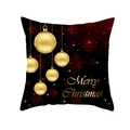 Housse de coussin Noël noire avec flocons rouges et texte doré Merry Christmas - 45x45cm (Sans Insert) / Décor Boule Noir Or (TPR223-12)