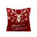 Red Christmas pillowcase with white reindeer and Merry Christmas print on polyester fabric - Red Background White Reindeer Head (JYM072-22) / 45*45cm (Insert Not Included)