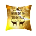 Golden square Christmas pillowcase with reindeer and Merry Christmas print - 45x45CM (No Core) / Reindeer Sled Text (TPR229-29)