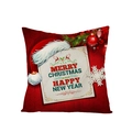 Red Christmas pillowcase with festive Merry Christmas message and holiday ornaments - Red Background Vintage Envelope Frame (JYM072-23) / 45*45cm (Insert Not Included)