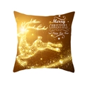 Golden Christmas reindeer throw pillow cover with Merry Christmas text on peach skin fabric - 45x45CM (No Core) / Golden Reindeer Dash (TPR229-31)