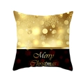 Golden snowflake and Merry Christmas print on black and gold peach skin pillowcase - 45x45CM (No Core) / Black Gold Xmas Text (TPR229-32)