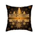 Golden Christmas tree and snowflake patterns on black peach skin square pillow cover - 45x45CM (No Core) / Black Gold Festive Art (TPR229-35)