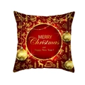Housse de coussin de Noël rouge avec motifs dorés de rennes et de flocons de neige - 45x45cm (Sans Insert) / Red Gold Line Elements (TPR223-20)