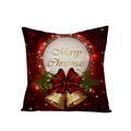 Red Christmas pillowcase with golden Merry Christmas print and festive bow detail - Red Background Gold Ring Merry Christmas (JYM072-31) / 45*45cm (Insert Not Included)