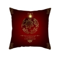 Housse de coussin rouge et or avec sphère de flocons et texte de Bonne Année - 45x45cm (Sans Insert) / Red New Year Hollow Ball (TPR223-23)