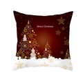 Housse de coussin de Noël rouge avec sapins dorés et texte Merry Christmas - 45x45cm (Sans Insert) / Arbre Étoile Or Rouge (TPR223-24)