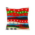 Square Christmas pillow case with red and green snowflake patterns on a white background - Christmas Snowflake And Tree Textures (JYM072-33) / 45*45cm (Insert Not Included)
