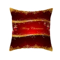 Housse de coussin rouge de Noël avec flocons dorés et lettrage Merry Christmas - 45x45cm (Sans Insert) / Red Gold Wave Line (TPR223-25)