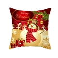 Housse de coussin de Noël rouge avec bonhomme de neige et texte Merry Christmas doré - 45x45cm (Sans Insert) / Bonhomme de Neige Noël Rouge Blanc (TPR223-26)