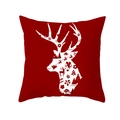 Housse de coussin de Noël rouge avec silhouette de renne blanche et motifs festifs - 45x45cm (Sans Insert) / Red White Reindeer Silhouette (TPR223-27)