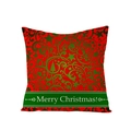 Red polyester Christmas pillowcase with Merry Christmas text and festive patterns - Red Green Scroll Pattern Christmas Design (JYM072-36) / 45*45cm (Insert Not Included)