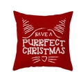 Housse de coussin rouge de Noël avec motif chat et texte Purrfect Christmas - 45x45cm (Sans Insert) / Red White Cat Silhouette (TPR223-29)