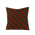 Red and green striped Christmas pillowcase with small holiday tree icons - Red Green Diagonal Stripes With Tree (JYM072-39) / 45*45cm (Insert Not Included)